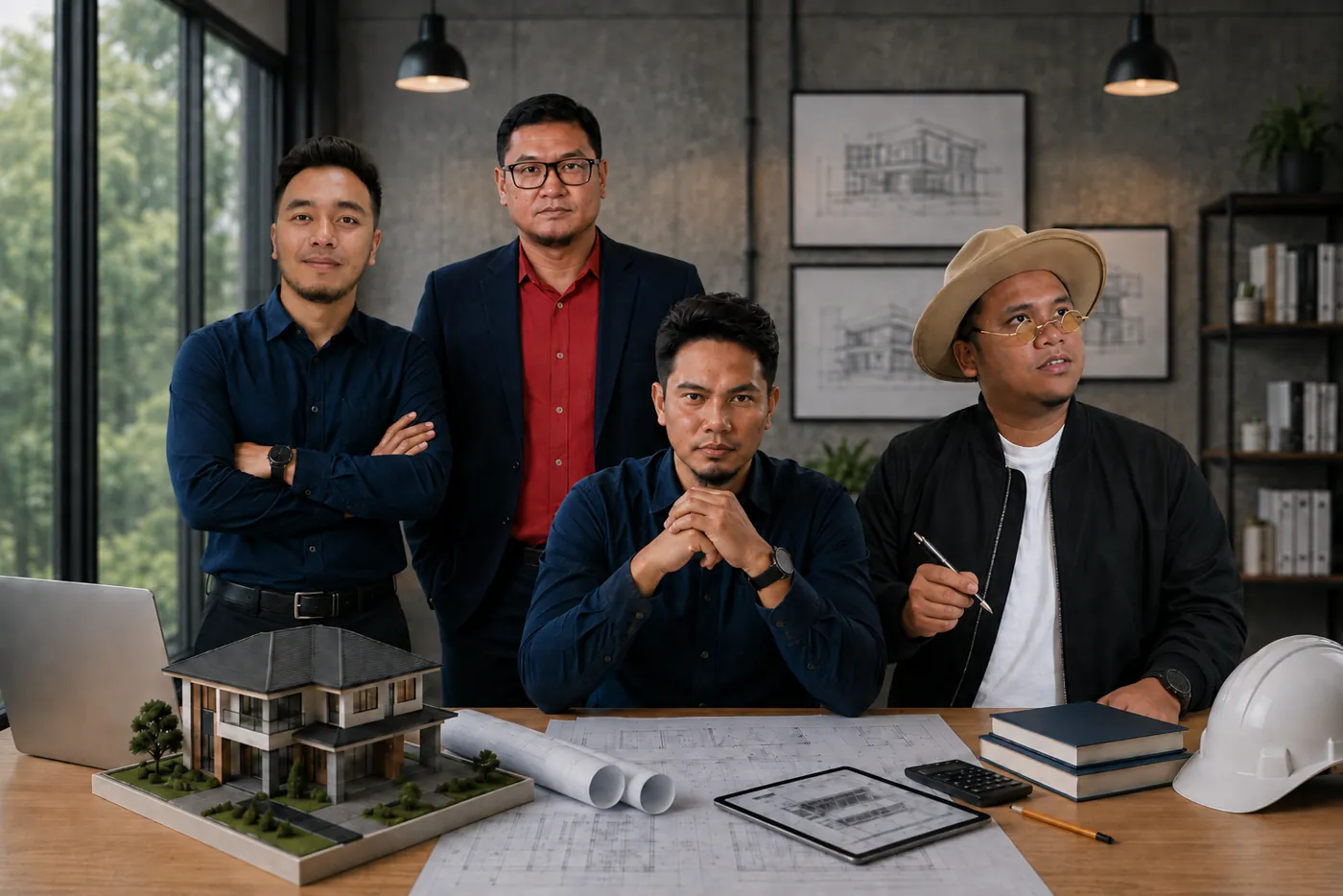 Pasukan BinaSendiri — empat profesional dari latar belakang engineering, teknologi, quantity surveying dan pembinaan